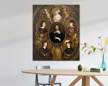 Portret van Constantijn Huygens  en zijn vijf kinderen, Adriaen Hanneman