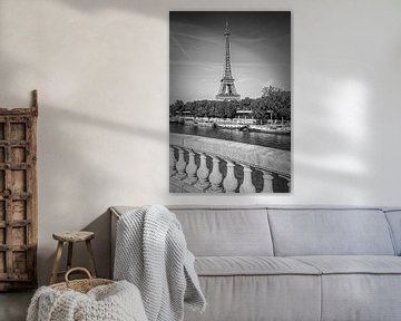 PARIS Eiffel Tower & River Seine | Monochrome by Melanie Viola