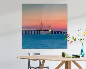 Zonsondergang bij de Oresund Brug, Malmö, Zweden van Henk Meijer Photography