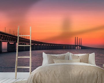 Sunset at Oresund Bridge, Malmö, Sweden by Henk Meijer Photography