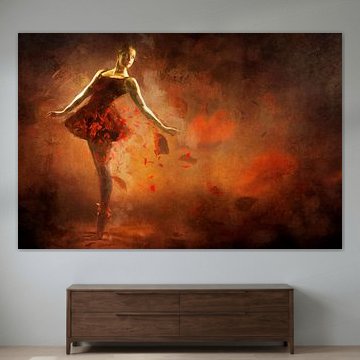 Geschilderde Rode Ballerina van Arjen Roos