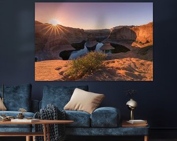Zonsopkomst in Reflection Canyon, Lake Powell, Utah van Henk Meijer Photography