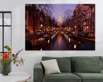 Zuiderkerk in Amsterdam Nederland bij zonsondergang van Eye on You