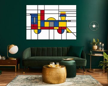 Piet Mondrian-locomotief van Marion Tenbergen