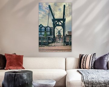 Rustieke Schoonheid van Papenburgse Molen en Brug - Historische Wanddecoratie van Elianne van Turennout