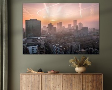 Mistige zonsondergang Rotterdam van AdV Photography