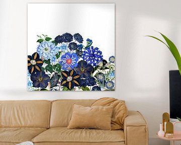 Vintage Blaue Blumen Wiese von Floral Abstractions