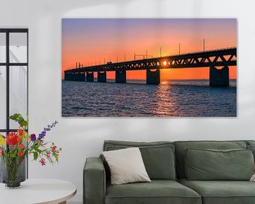 Sonnenuntergang an der Öresundbrücke, Malmö, Schweden