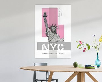 Poster Art NYC Vrijheidsbeeld | roze