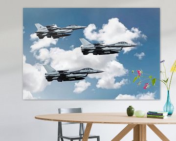 F-16 Fighting Falcons in Formation by Gert Hilbink