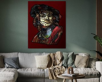 Jonge Rembrandt in collage van Ruud van Koningsbrugge