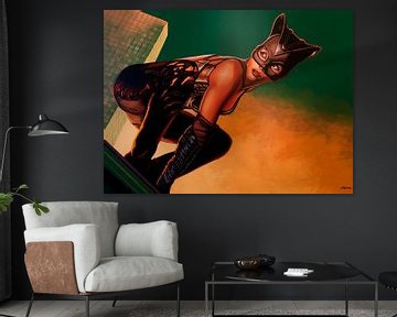 Halle Berry als Catwoman Schilderij von Paul Meijering