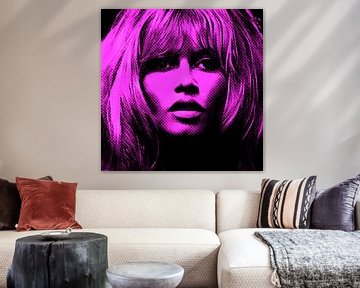 Motief Brigitte Portret Bardot - Neon Roze Vintage van Felix von Altersheim