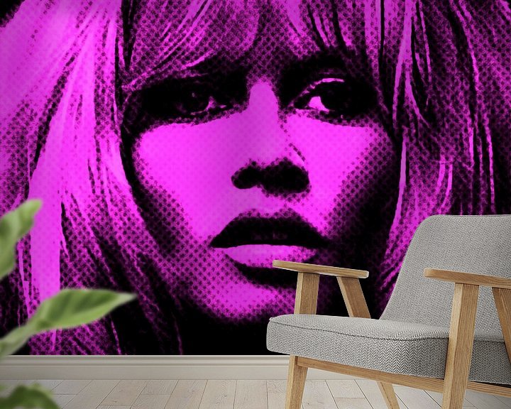 Beispiel fototapete: Motiv Brigitte Portrait Bardot - Neon Pink Vintage von Felix von Altersheim