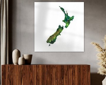 New Zealand Watercolor Painting by WereldkaartenShop