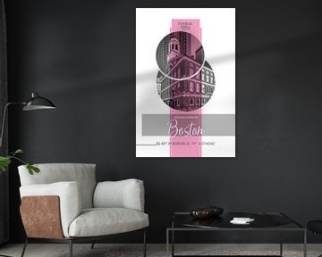 Poster Art BOSTON Faneuil Hall | pink by Melanie Viola