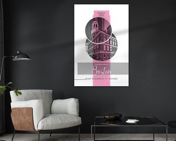 Poster Art BOSTON Faneuil Hall | pink