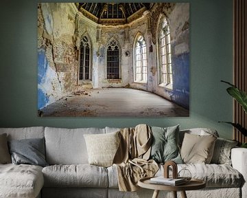 Schloss / Chateau Hogemeyer - Urbex / Decke / Blau / Glasmalerei / Fenster / Zerfall von Art By Dominic