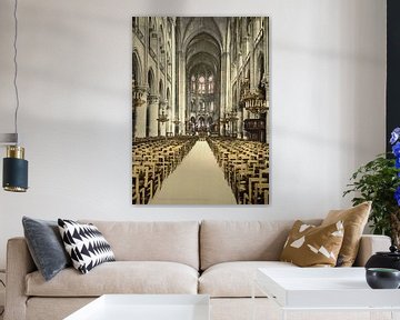 Interieur van de Notre Dame van Vintage Afbeeldingen