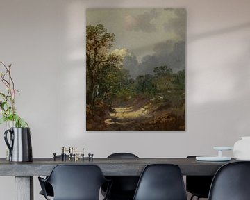 Waldige Landschaft mit einem ruhenden Hirten an einem sonnigen Pfad und Schafen, Thomas Gainsborough