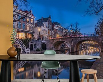 Avondbeeld van de Oudegracht en Geertebrug in Utrecht van Arthur Puls Photography
