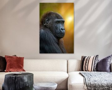 Gorilla bij zonsondergang van Ron Meijer Photo-Art