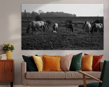 Wilde paarden met veulen by Tim van den Berg