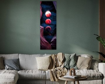 Grand Canyon with Space & Bloody Moon - Collage V - Panoramic by ArtDesignWorks