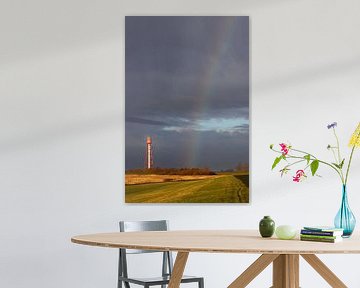 Regenbogen am Leuchtturm Campen von Rolf Pötsch