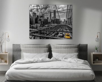 New York, Brooklyn-Brücke mit Manhattan-Skylinen von Ruurd Dankloff