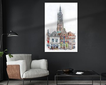 Onze Lieve Vrouwetoren in Amersfoort (kunst) van Art by Jeronimo