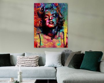 Digitale Foto Kunst - Marilyn Monroe / Portret / Vrouw / Abstract / Kleuren / Beroemd / Sexy van Art By Dominic