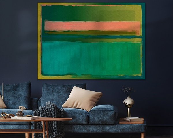 Abstract schilderij groen en oranje