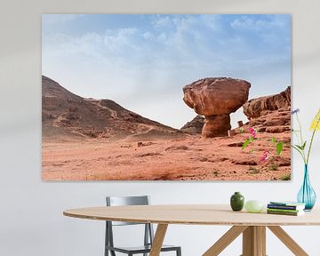 the famous mushroom rock in timna national park in israel, near eilat