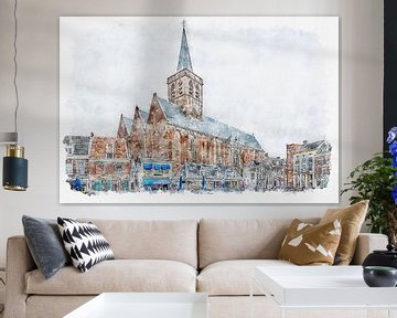 Sint Joriskerk in Amersfoort (aquarel) van Art by Jeronimo