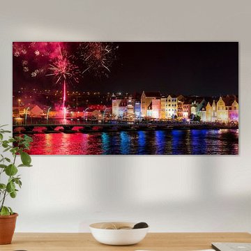 Curacao, Handelskade with fireworks