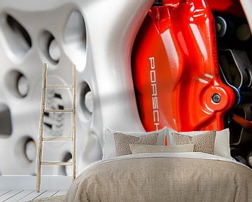 Porsche 911 rode remklauw en velg close up van Sjoerd van der Wal Fotografie