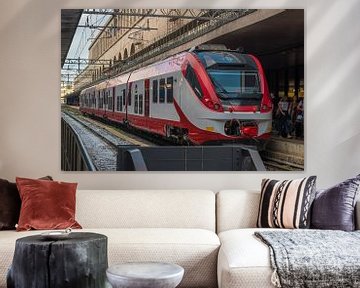 Ein Personenzug hielt am Bahnhof Roma in Rom - Italien von Castro Sanderson