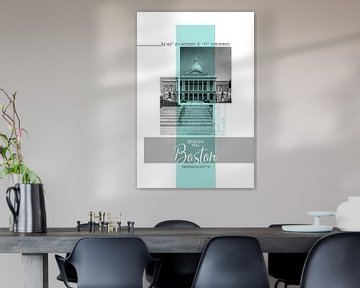 Poster Art BOSTON New State House | turquoise sur Melanie Viola