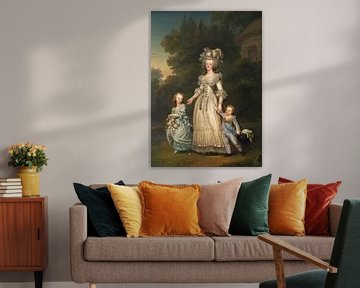 Königin Marie Antoinette von Frankreich und zwei ihrer Kinder gehen im Park von Trianon spazieren, A
