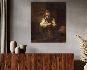Girl with a Broom, Rembrandt (workshop of)