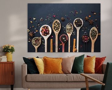Pollepels thee, tea on wooden spoons van Corrine Ponsen