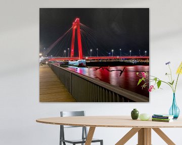 Rotterdam Willemsbrug brug avond van Marco van de Meeberg