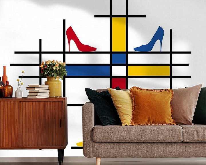 Beispiel fototapete: Piet Mondrian-Schuhe von Marion Tenbergen