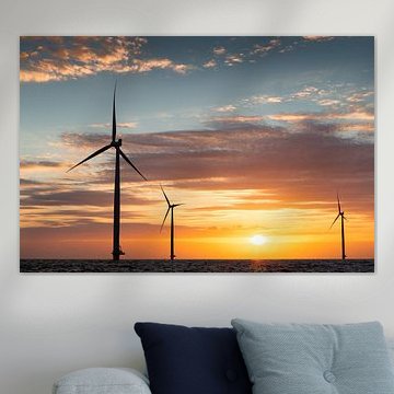 Windmills during sunset
