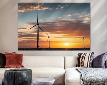 Windmills during sunset sur Theo Klos