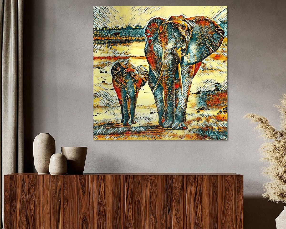 Voorbeeld van het werk in een kamer