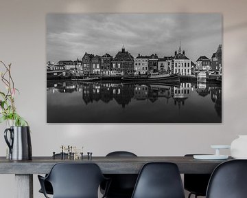 Maassluis Town Hall Quay (Black and White) by Michiel Buijse