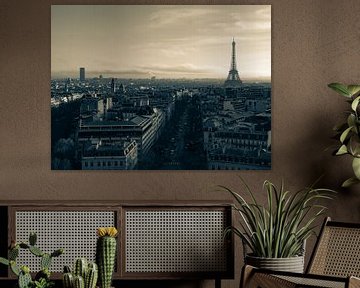 Skyline van Parijs in sepia van Martijn Joosse