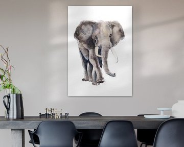 Druck eines Elefanten, spezielle Tierillustration von Angela Peters